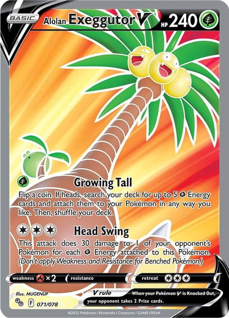Alolan Exeggutor V (Full Art) trading card from Pokemon GO Alolan Exeggutor V (Full Art) - Pokemon GO Pokémon trading card