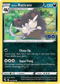 Alolan Raticate - Pokemon GO (PGO) #042/078 - Common Pokémon Trading Card
