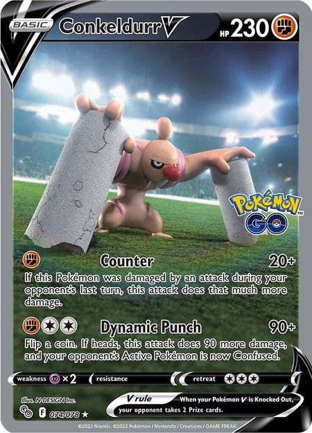 Conkeldurr V (Alternate Full Art) trading card from Pokemon GO Conkeldurr V (Alternate Full Art) - Pokemon GO Pokémon trading card