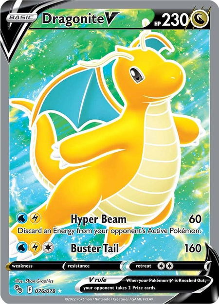 Dragonite V (Full Art) trading card from Pokemon GO Dragonite V (Full Art) - Pokemon GO Pokémon trading card