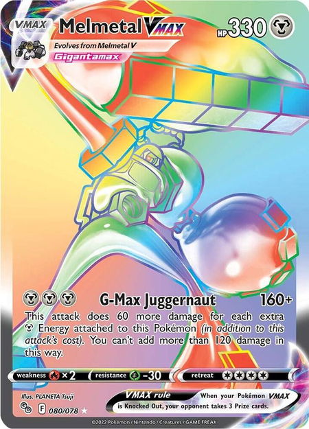 Melmetal VMAX (Secret) trading card from Pokemon GO Melmetal VMAX (Secret) - Pokemon GO Pokémon trading card