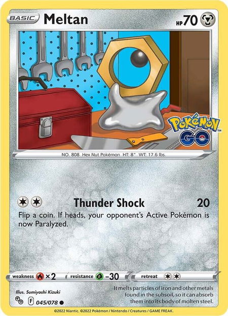 Meltan trading card from Pokemon GO Meltan - Pokemon GO Pokémon trading card