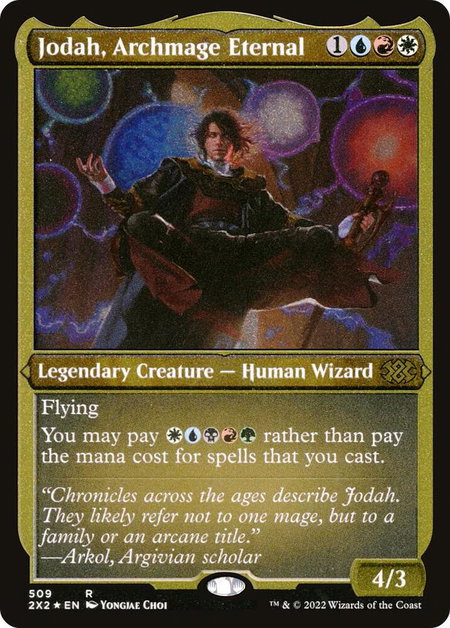 Jodah, Archmage Eternal (Foil Etched) trading card from Double Masters 2022 Jodah, Archmage Eternal (Foil Etched) - Double Masters 2022 Magic: The Gathering trading card