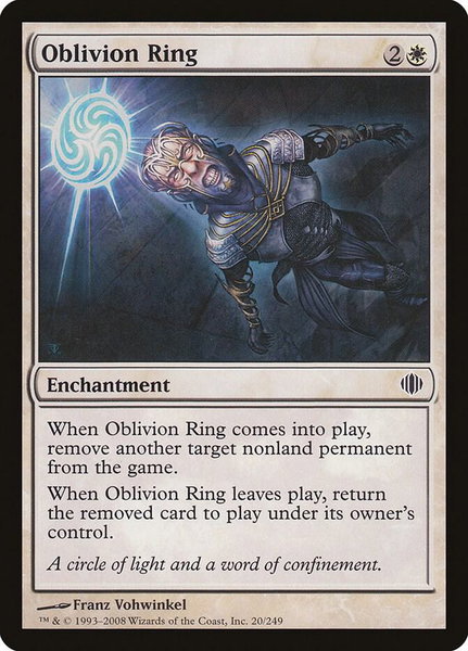 Oblivion Ring trading card from Shards of Alara Oblivion Ring - Shards of Alara Magic: The Gathering trading card