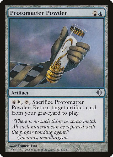 Protomatter Powder trading card from Shards of Alara Protomatter Powder - Shards of Alara Magic: The Gathering trading card