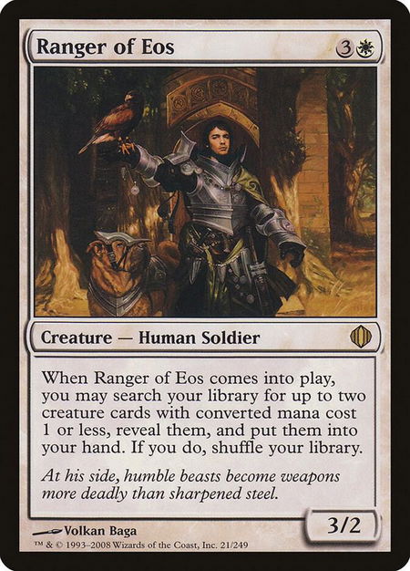 Ranger of Eos trading card from Shards of Alara Ranger of Eos - Shards of Alara Magic: The Gathering trading card