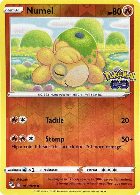 Numel (Peelable Ditto) trading card from Pokemon GO Numel (Peelable Ditto) - Pokemon GO Pokémon trading card