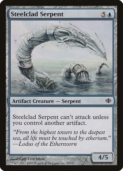 Steelclad Serpent trading card from Shards of Alara Steelclad Serpent - Shards of Alara Magic: The Gathering trading card