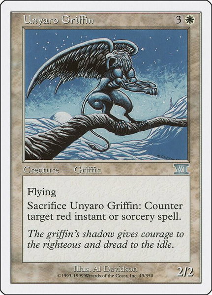 Unyaro Griffin trading card from Classic Sixth Edition Unyaro Griffin - Classic Sixth Edition Magic: The Gathering trading card