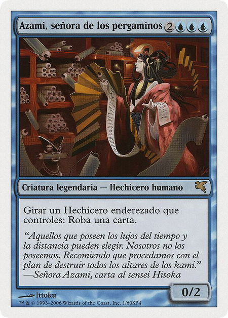 Azami, Lady of Scrolls (Spanish) - "Azami, señora de los pergaminos" trading card from Magic Encyclopedia 2005 (Salvat/Hachette) Azami, Lady of Scrolls (Spanish) - "Azami, señora de los pergaminos" - Magic Encyclopedia 2005 (Salvat/Hachette) Magic: The Gathering trading card