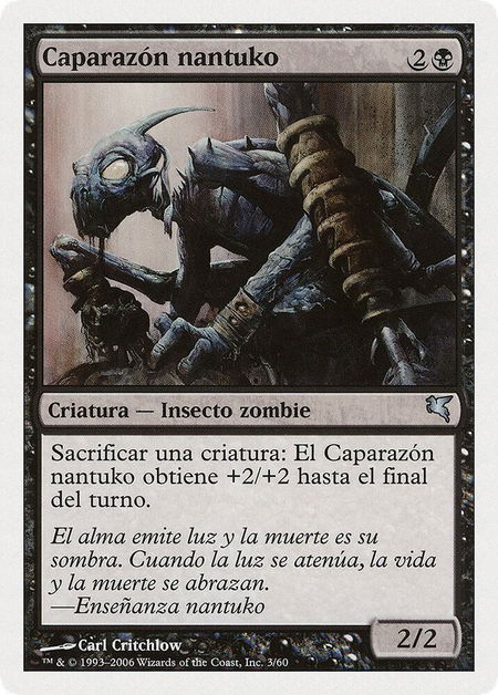 Nantuko Husk (Spanish) - "Caparazón nantuko" trading card from Magic Encyclopedia 2005 (Salvat/Hachette) Nantuko Husk (Spanish) - "Caparazón nantuko" - Magic Encyclopedia 2005 (Salvat/Hachette) Magic: The Gathering trading card