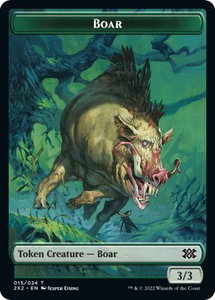 Boar // Knight Double-Sided Token - Double Masters 2022 (2X2) #15 // 5 - Token Magic: The Gathering Trading Card