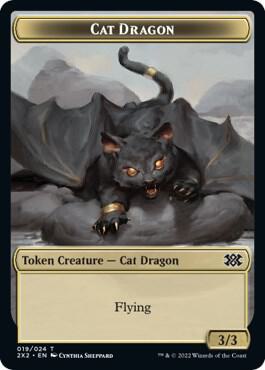 Cat Dragon // Spirit (002) Double-Sided Token trading card from Double Masters 2022 Cat Dragon // Spirit (002) Double-Sided Token - Double Masters 2022 Magic: The Gathering trading card