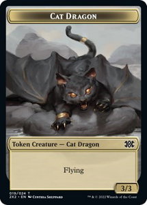 Cat Dragon // Vampire Double-Sided Token - Double Masters 2022 (2X2) #19 // 9 - Token Magic: The Gathering Trading Card