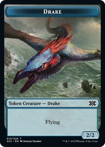 Drake // Phyrexian Golem Double-Sided Token - Double Masters 2022 (2X2) #10 // 21 - Token Magic: The Gathering Trading Card