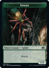 Spider // Aven Initiate Double-Sided Token - Double Masters 2022 (2X2) #18 // 4 - Token Magic: The Gathering Trading Card