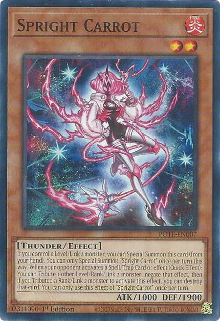 Spright Carrot trading card from Power of the Elements Spright Carrot - Power of the Elements YuGiOh trading card
