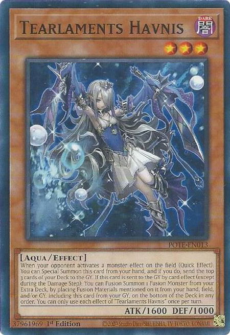 Tearlaments Havnis trading card from Power of the Elements Tearlaments Havnis - Power of the Elements YuGiOh trading card