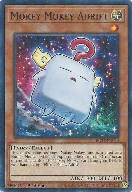 Mokey Mokey Adrift trading card from Power of the Elements Mokey Mokey Adrift - Power of the Elements YuGiOh trading card