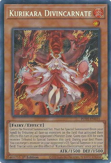 Kurikara Divincarnate trading card from Power of the Elements Kurikara Divincarnate - Power of the Elements YuGiOh trading card