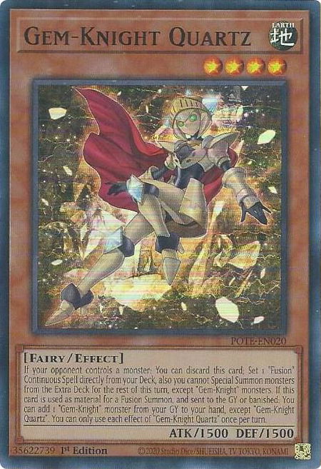 Gem-Knight Quartz trading card from Power of the Elements Gem-Knight Quartz - Power of the Elements YuGiOh trading card