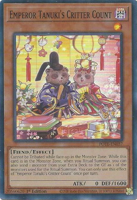 Emperor Tanuki's Critter Count - Power of the Elements YuGiOh trading card