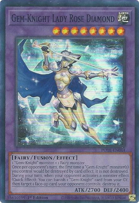 Gem-Knight Lady Rose Diamond trading card from Power of the Elements Gem-Knight Lady Rose Diamond - Power of the Elements YuGiOh trading card