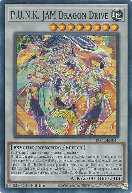 P.U.N.K. JAM Dragon Drive trading card from Power of the Elements P.U.N.K. JAM Dragon Drive - Power of the Elements YuGiOh trading card