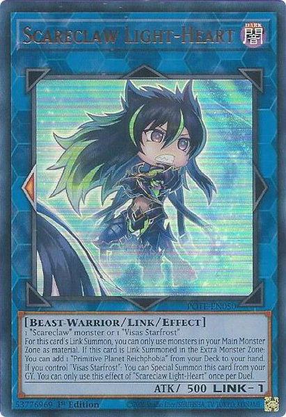 Scareclaw Light-Heart trading card from Power of the Elements Scareclaw Light-Heart - Power of the Elements YuGiOh trading card