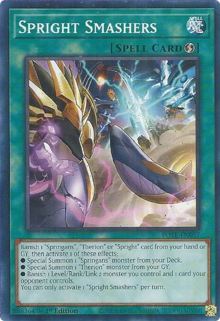 Spright Smashers trading card from Power of the Elements Spright Smashers - Power of the Elements YuGiOh trading card