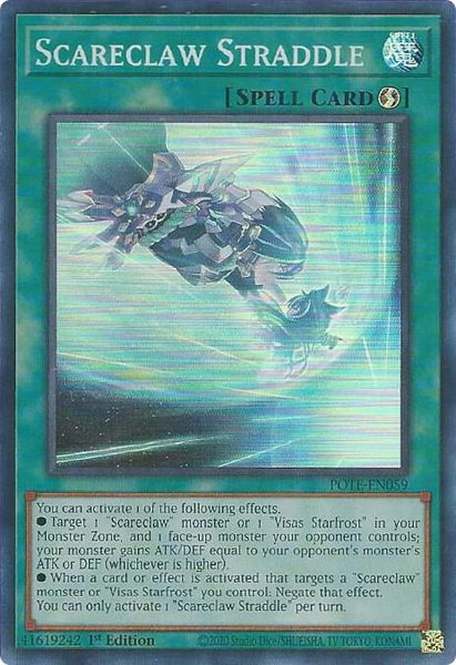 Scareclaw Straddle trading card from Power of the Elements Scareclaw Straddle - Power of the Elements YuGiOh trading card
