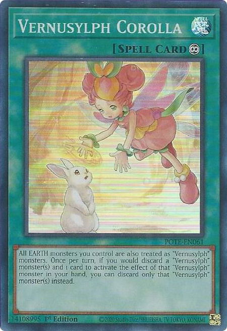 Vernusylph Corolla trading card from Power of the Elements Vernusylph Corolla - Power of the Elements YuGiOh trading card