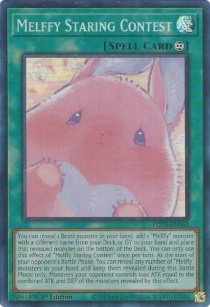 Melffy Staring Contest trading card from Power of the Elements Melffy Staring Contest - Power of the Elements YuGiOh trading card