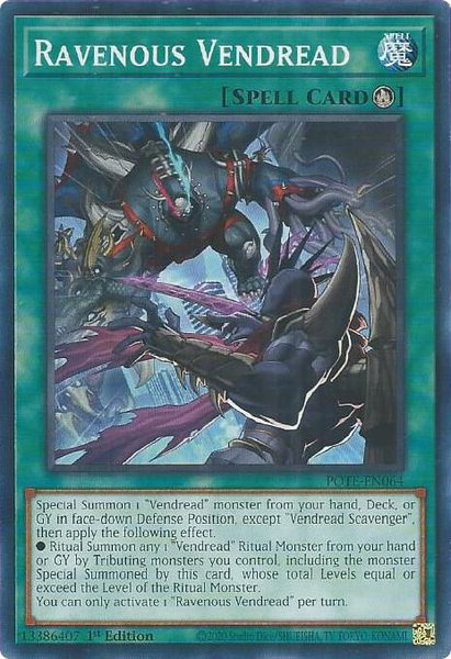 Ravenous Vendread trading card from Power of the Elements Ravenous Vendread - Power of the Elements YuGiOh trading card