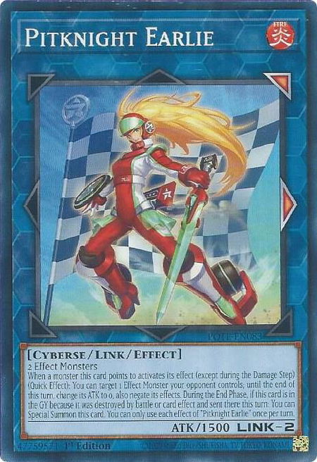 Pitknight Earlie trading card from Power of the Elements Pitknight Earlie - Power of the Elements YuGiOh trading card