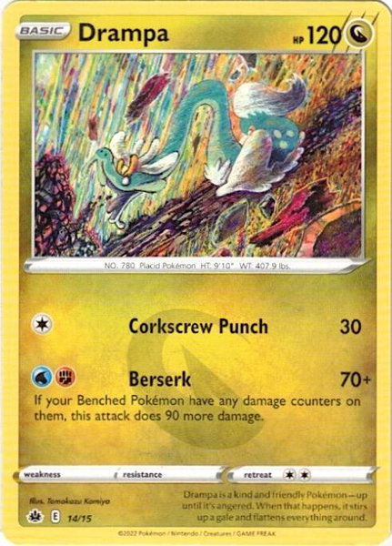 Drampa - 14/15 trading card from McDonald's Promos 2022 Drampa - 14/15 - McDonald's Promos 2022 Pokémon trading card