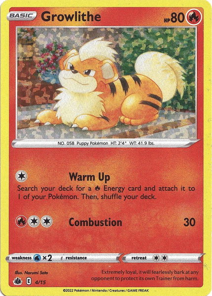 Growlithe - 4/15 trading card from McDonald's Promos 2022 Growlithe - 4/15 - McDonald's Promos 2022 Pokémon trading card