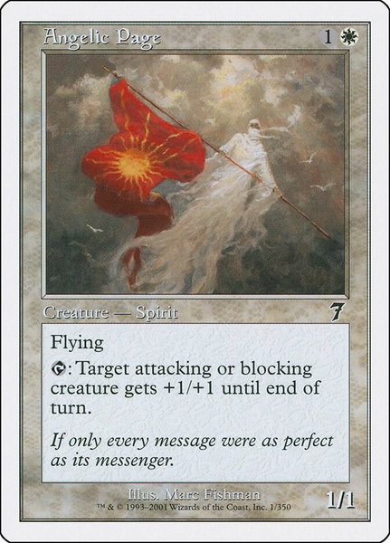 Angelic Page trading card from 7th Edition Angelic Page - 7th Edition Magic: The Gathering trading card