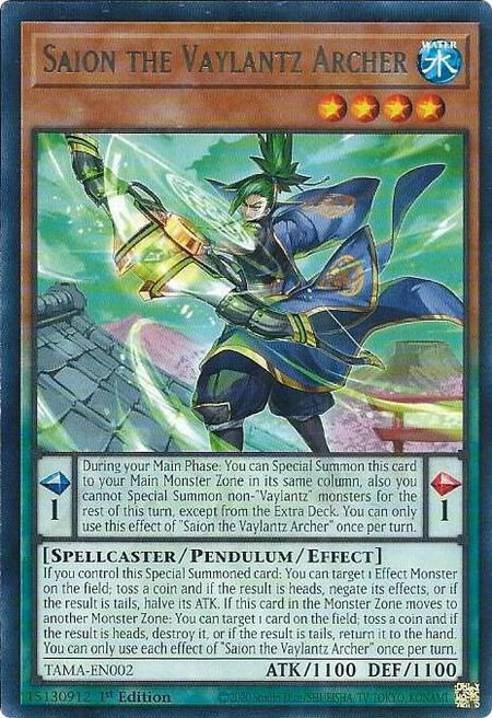 Saion the Vaylantz Archer - Tactical Masters YuGiOh trading card