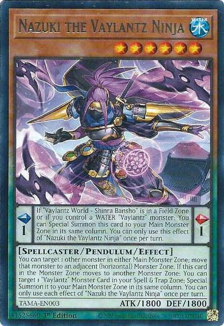Nazuki the Vaylantz Ninja - Tactical Masters YuGiOh trading card