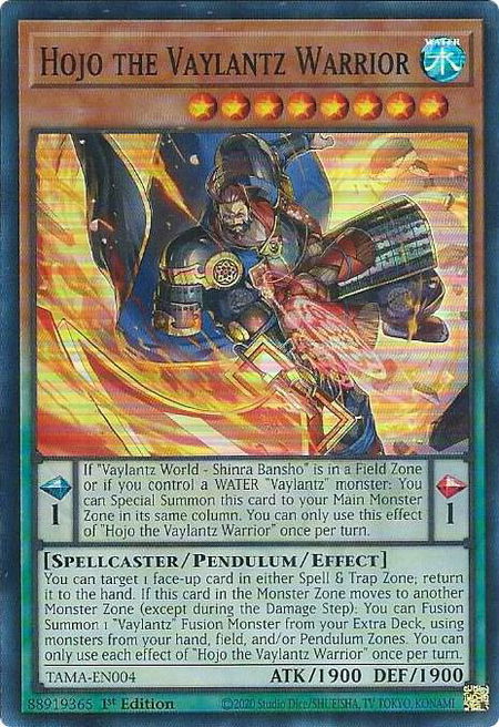 Hojo the Vaylantz Warrior trading card from Tactical Masters Hojo the Vaylantz Warrior - Tactical Masters YuGiOh trading card