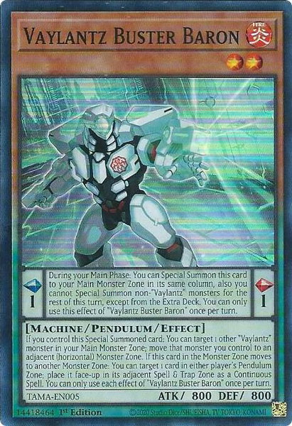 Vaylantz Buster Baron trading card from Tactical Masters Vaylantz Buster Baron - Tactical Masters YuGiOh trading card
