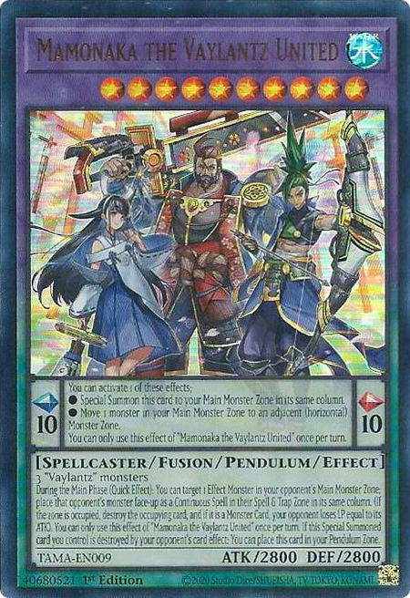 Mamonaka the Vaylantz United - Tactical Masters YuGiOh trading card