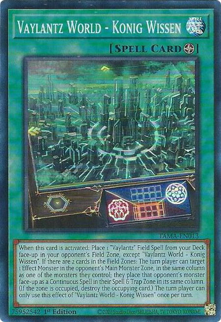 Vaylantz World - Konig Wissen - Tactical Masters YuGiOh trading card
