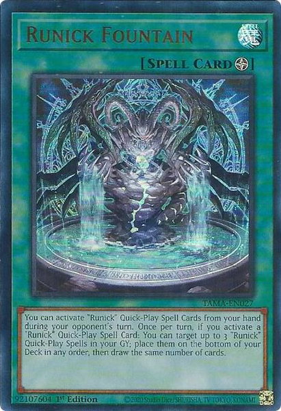 Runick Fountain trading card from Tactical Masters Runick Fountain - Tactical Masters YuGiOh trading card
