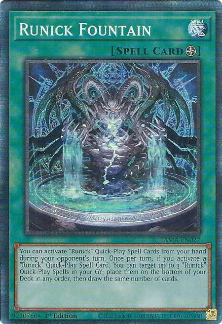 Runick Fountain (CR) trading card from Tactical Masters Runick Fountain (CR) - Tactical Masters YuGiOh trading card