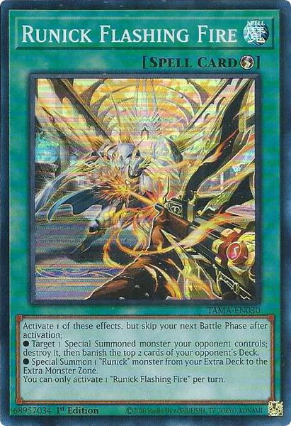 Runick Flashing Fire trading card from Tactical Masters Runick Flashing Fire - Tactical Masters YuGiOh trading card