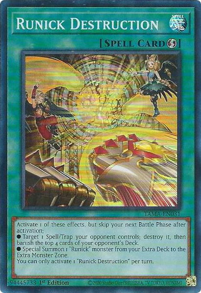 Runick Destruction trading card from Tactical Masters Runick Destruction - Tactical Masters YuGiOh trading card