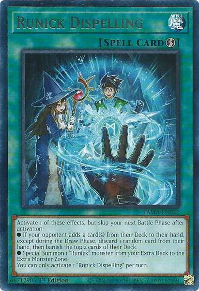 Runick Dispelling trading card from Tactical Masters Runick Dispelling - Tactical Masters YuGiOh trading card