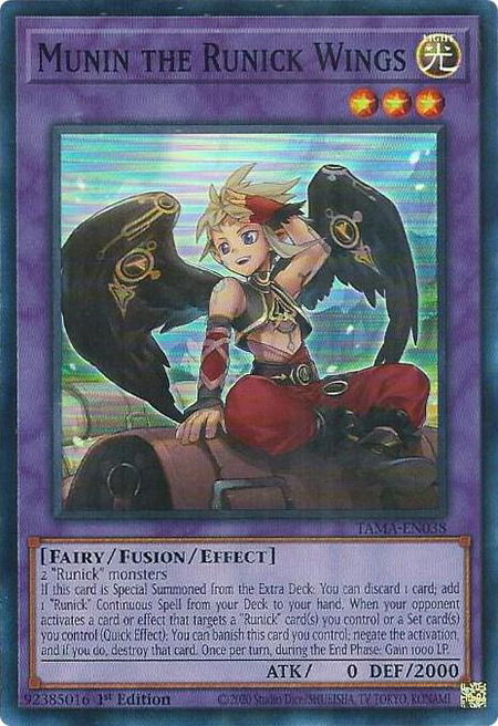 Munin the Runick Wings - Tactical Masters YuGiOh trading card